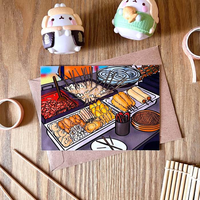 art print carte A6 street food coreenne