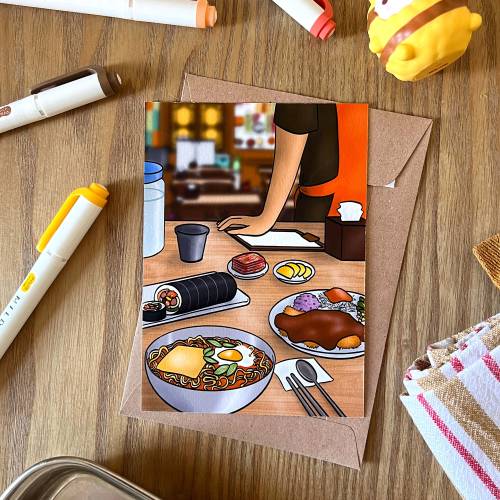 art print carte a6 repas à kimbap cheonguk petit restaurant coréen