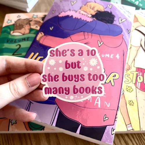 she's a ten but she buys too many books, sticker individuel booktok