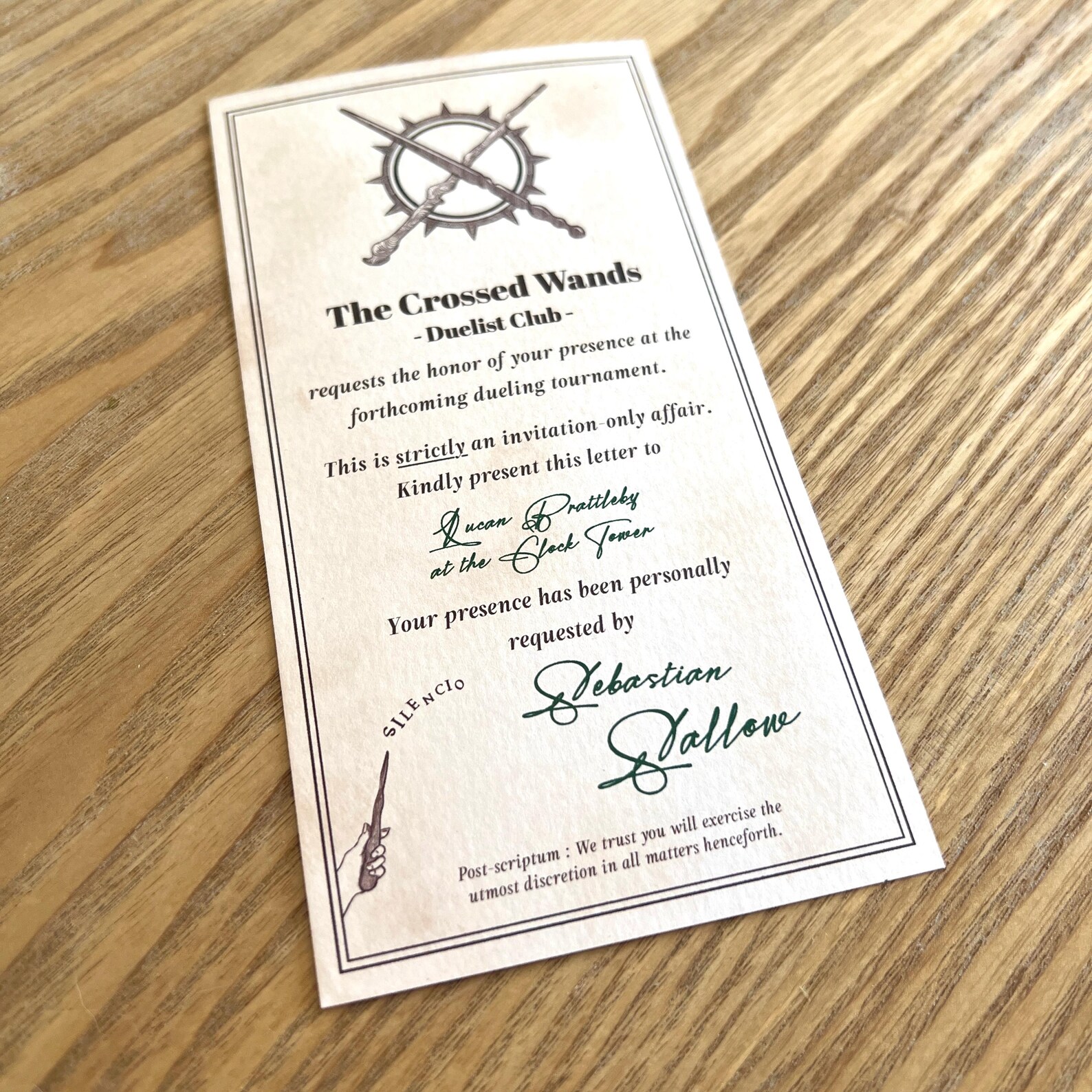 Invitation Crossed Wands - Marque Page – Image 2