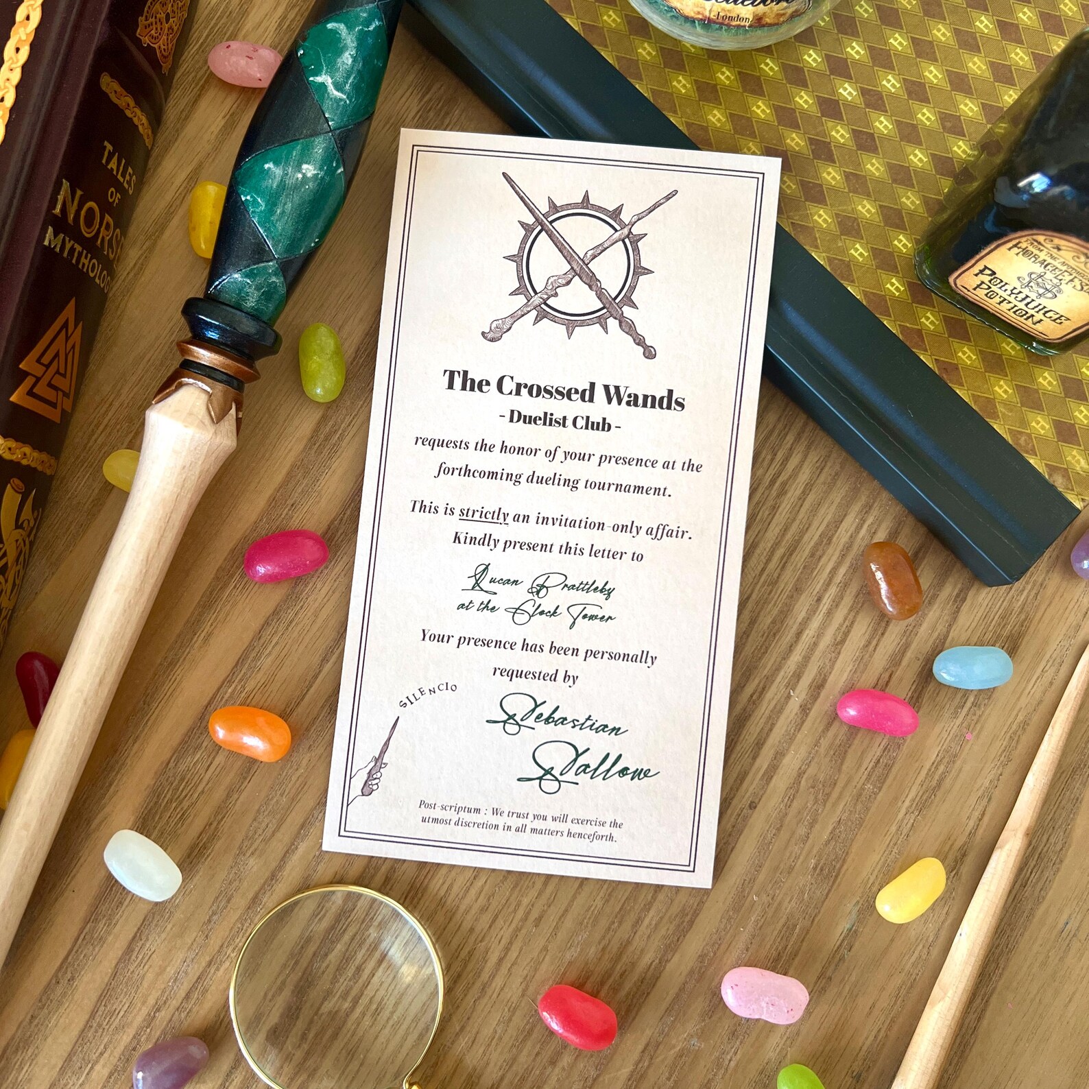 Invitation Crossed Wands - Marque Page