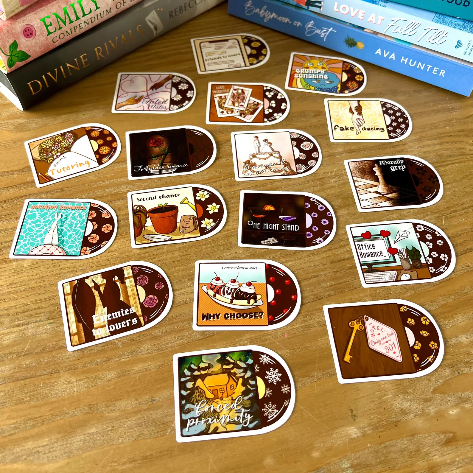 Vynils romance book tropes - Stickers